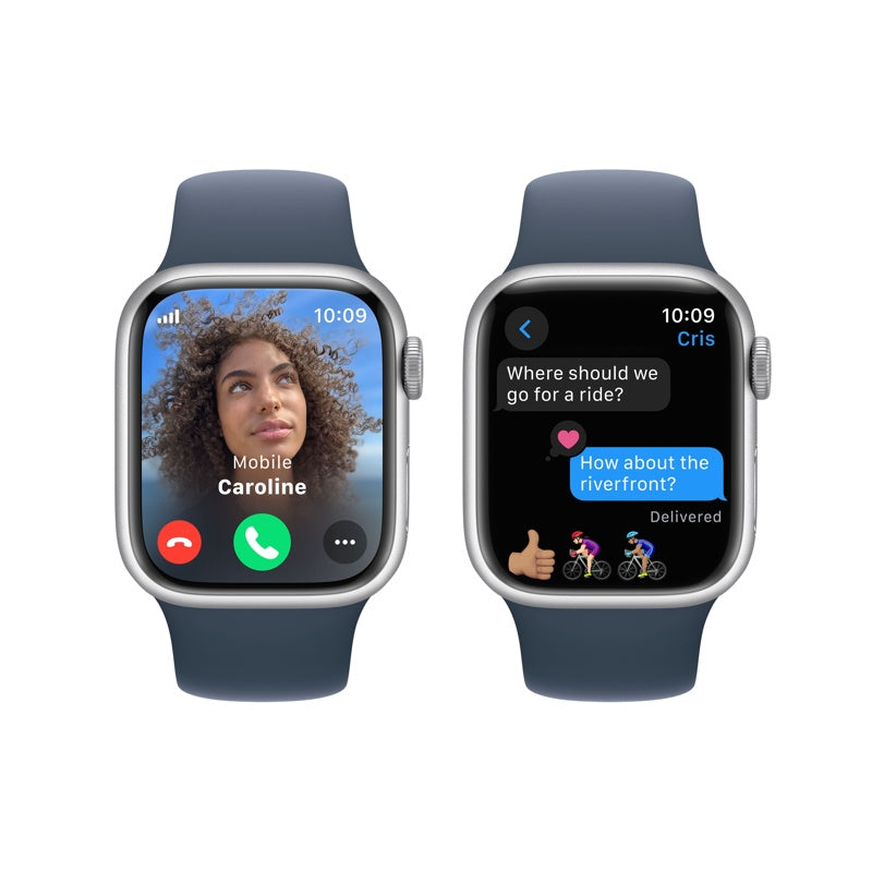 Apple Watch Series 9 GPS+Cellular 45mm Silver aluminium, Storm Blue Sport Band