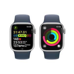 Apple Watch Series 9 GPS+Cellular 45mm Silver aluminium, Storm Blue Sport Band