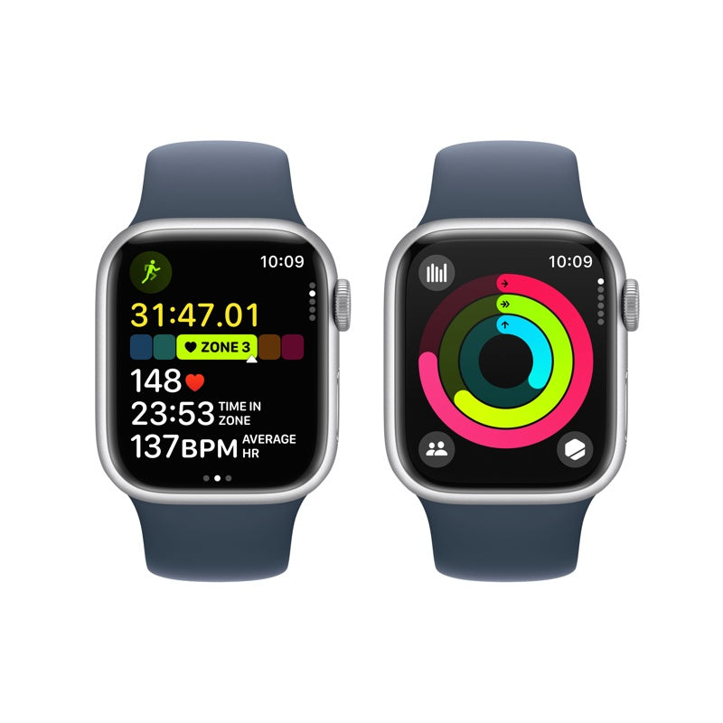Apple Watch Series 9 GPS+Cellular 45mm Silver aluminium, Storm Blue Sport Band