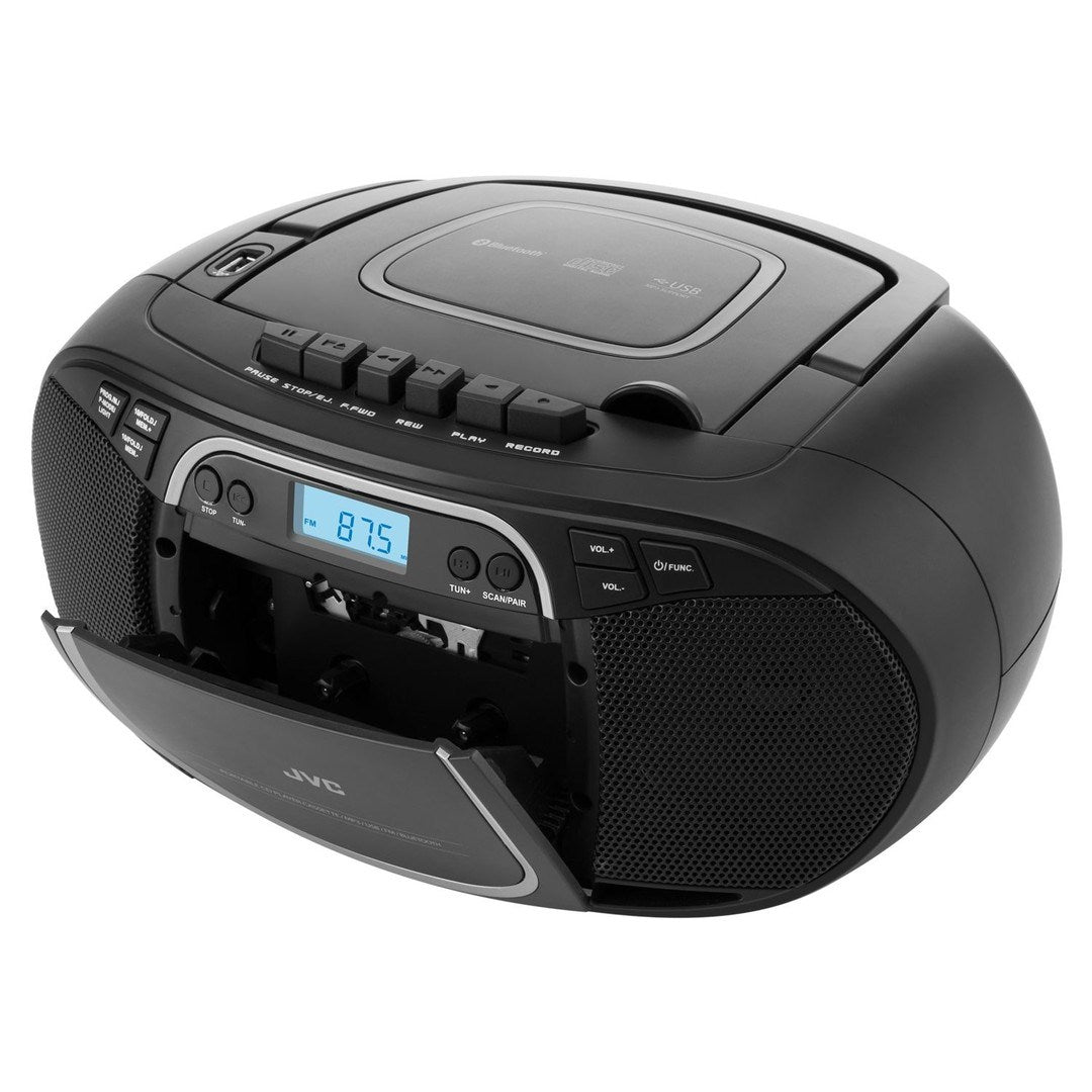 JVC RC-E451B Portable CD and Cassette Player with FM Radio and Bluetooth