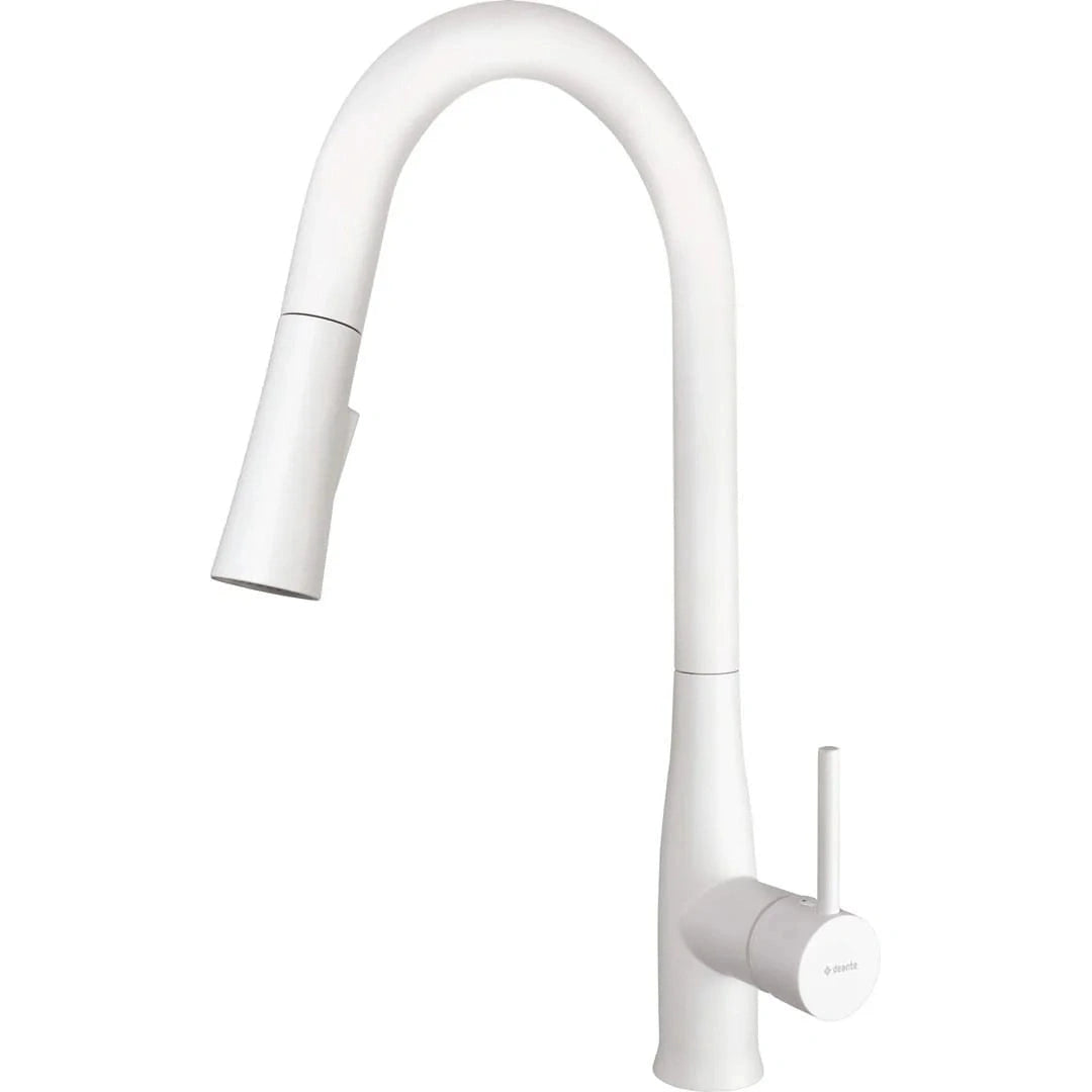 Deante Lukrecja Kitchen Mixer Tap with Pull-Out Spout, White