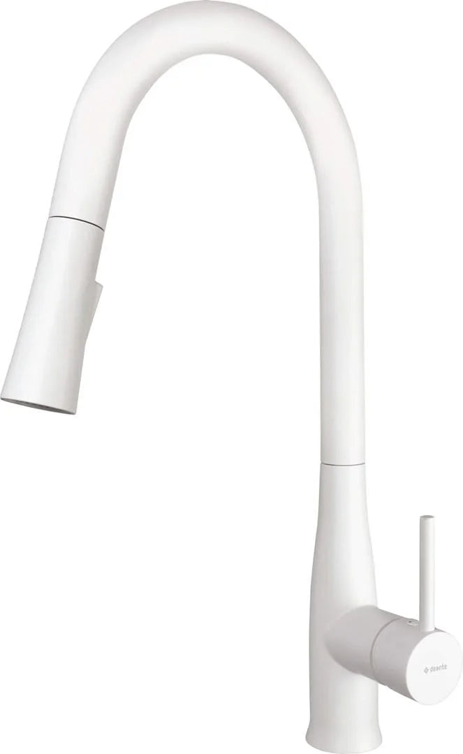 Deante Lukrecja Kitchen Mixer Tap with Pull-Out Spout, White