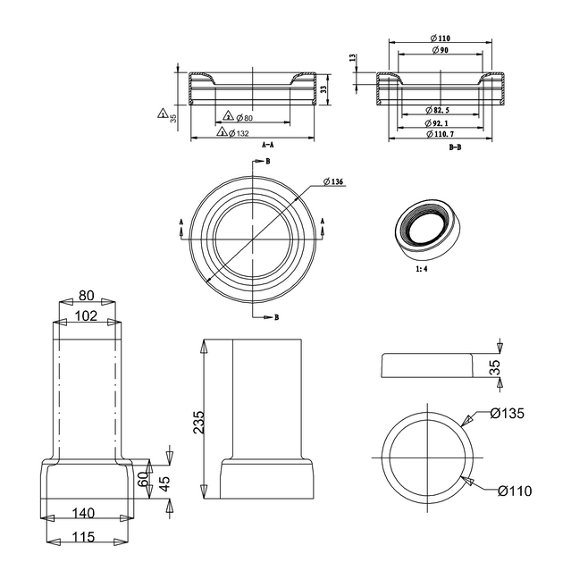 Burlington ceramic straight pan connector