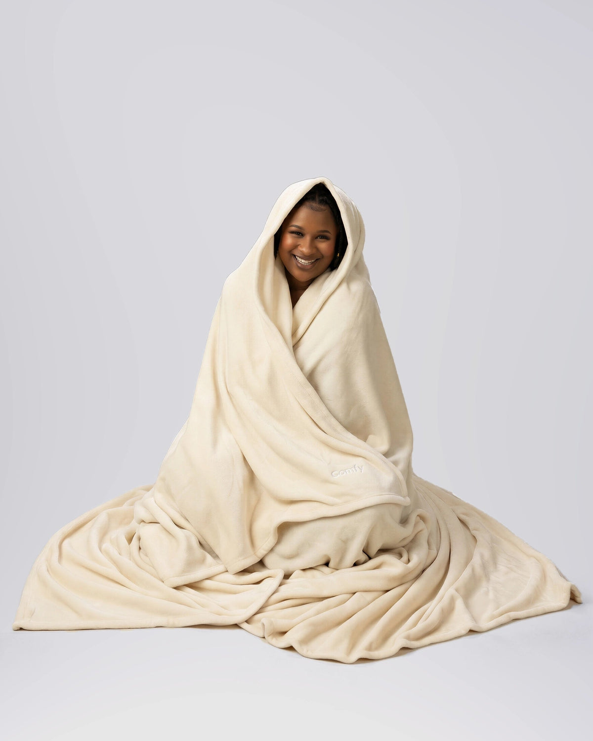The Comfy Dream Big Throw Blanket, Cream