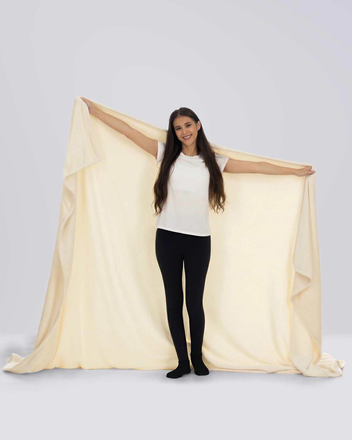The Comfy Dream Big Throw Blanket, Cream
