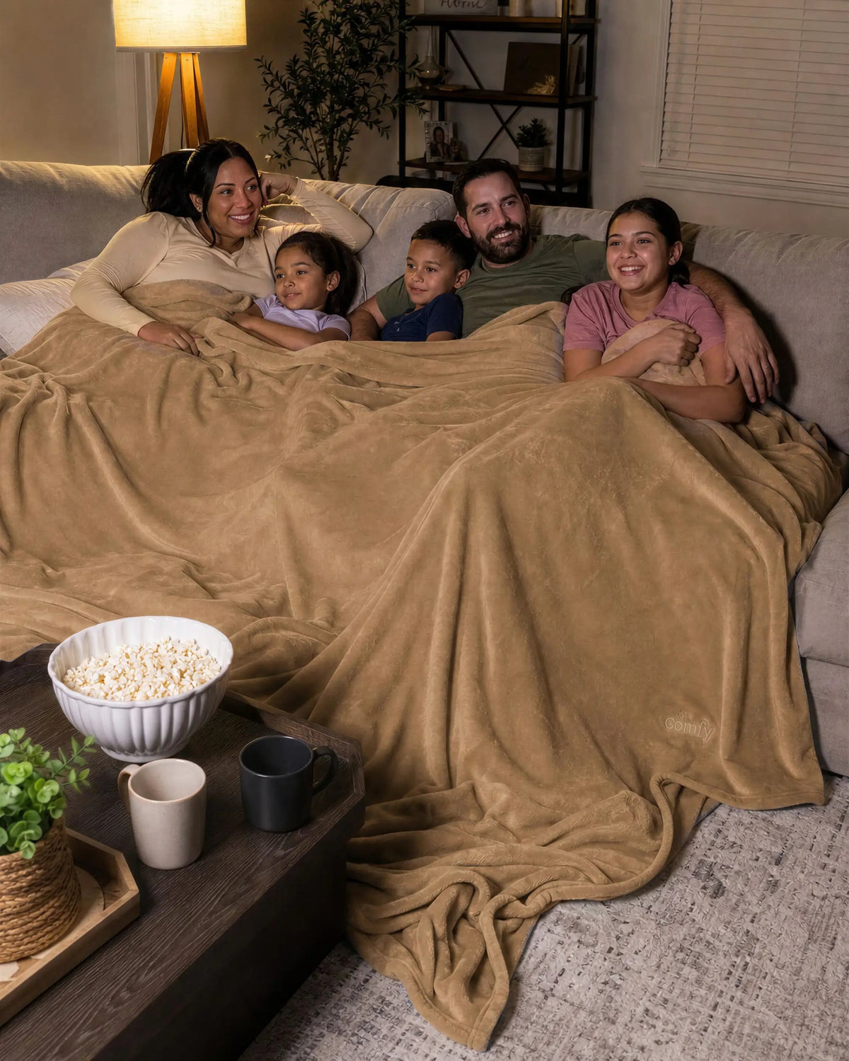 The Comfy Dream Big Throw Blanket, Tan