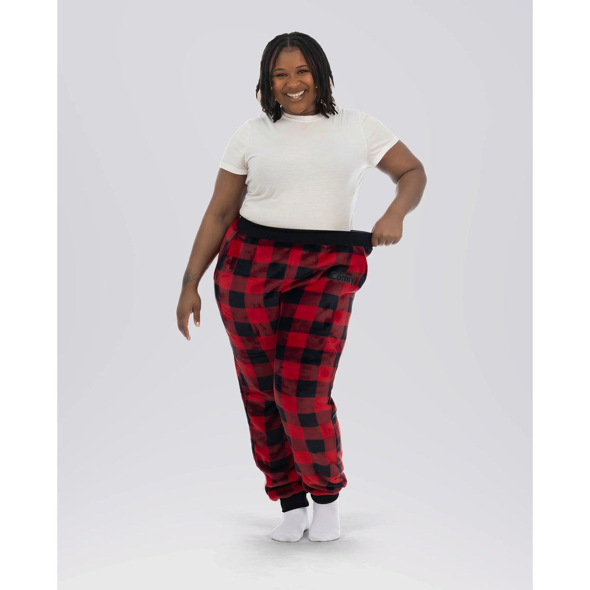 The Comfy Dream Pants Lounge Pants, Red Plaid