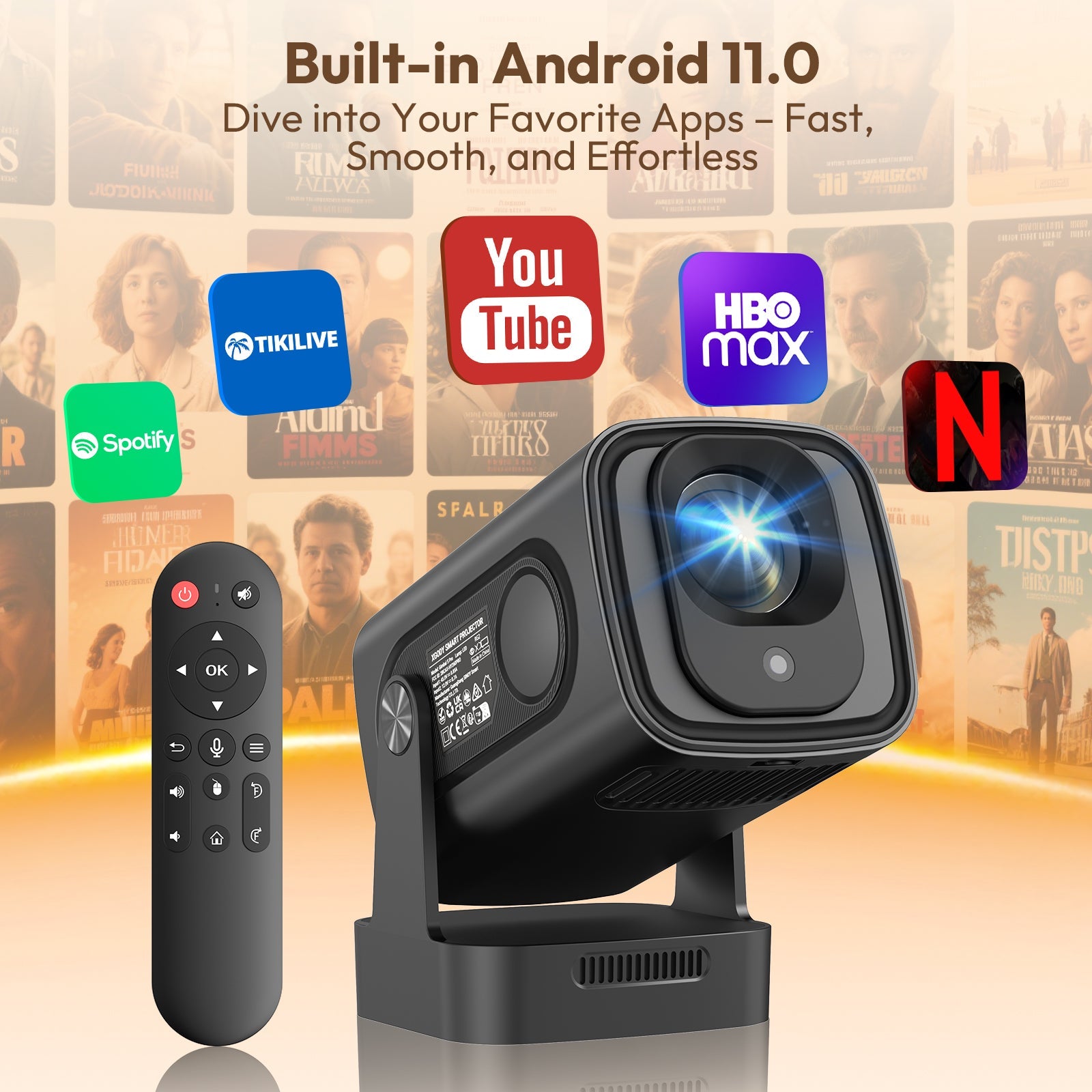 Gimbal 5 PRO Portable Projector Android 14.0, Native 1080P