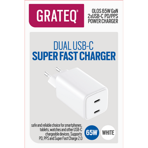 GRATEQ OLOS WALL CHARGER GAN 65W WHITE