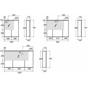 Option Plus LED High Mirror Cabinet 90