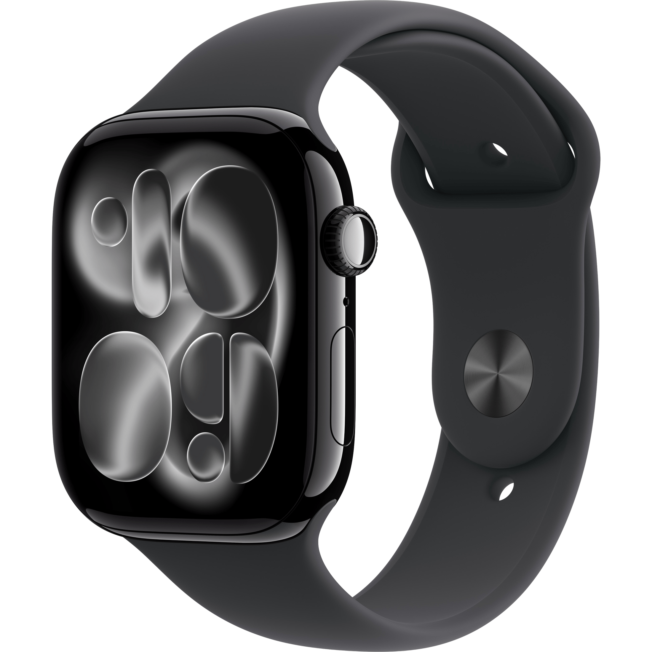 Apple Watch Series 11 GPS, 46 mm Mirror Black with Black Sport Band, M/L