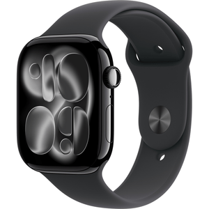Apple Watch Series 11 GPS, 46 mm Mirror Black with Black Sport Band, M/L