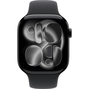 Apple Watch Series 11 GPS, 46 mm Mirror Black with Black Sport Band, M/L