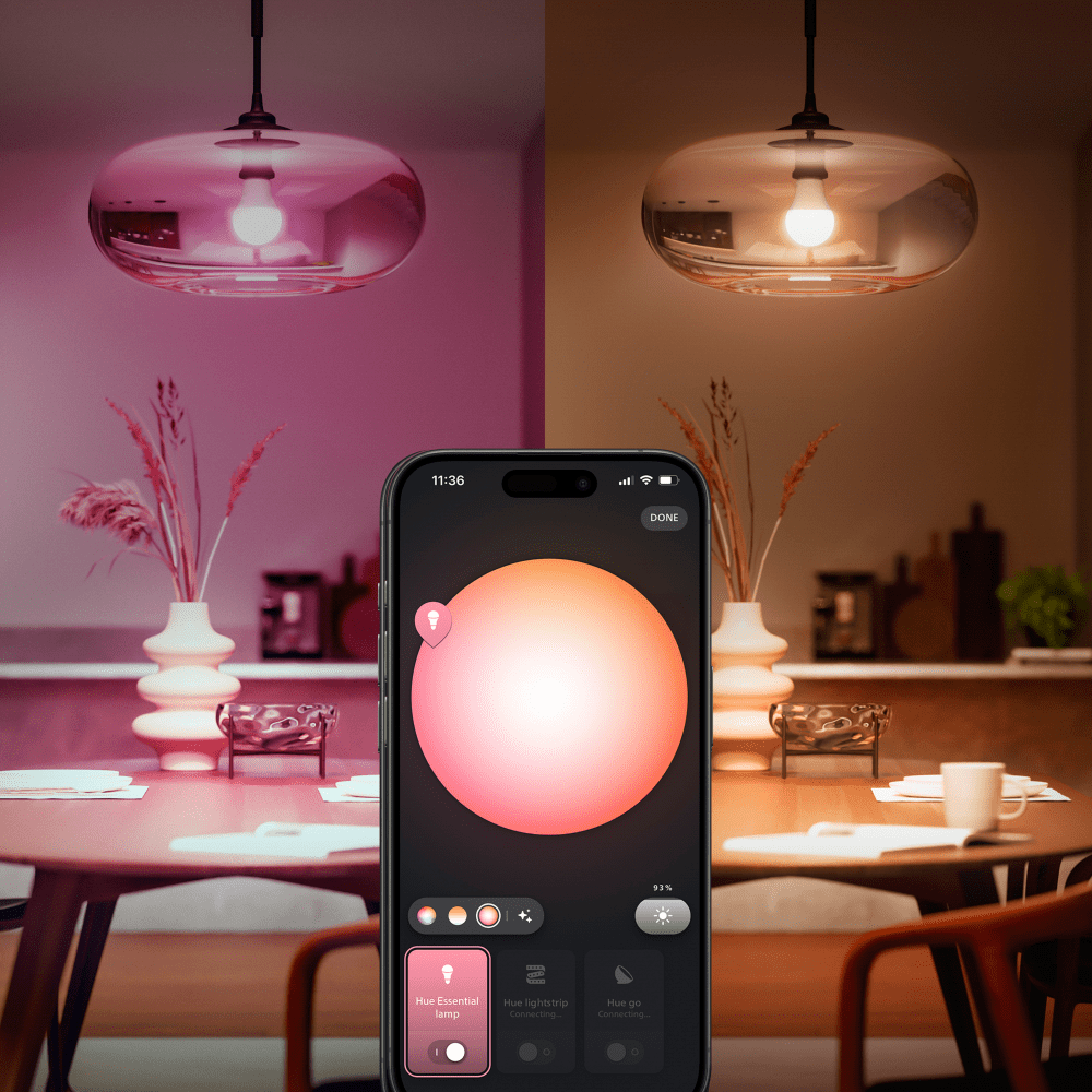 Philips Hue Essential White and Color Ambiance E27 Smart Bulb, 3 pcs + Bridge