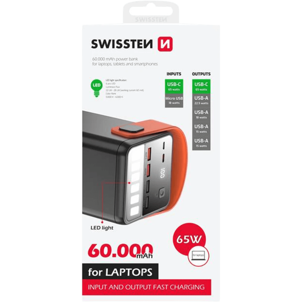 Swissten Powerline Power Bank 60000 mAh 65 W