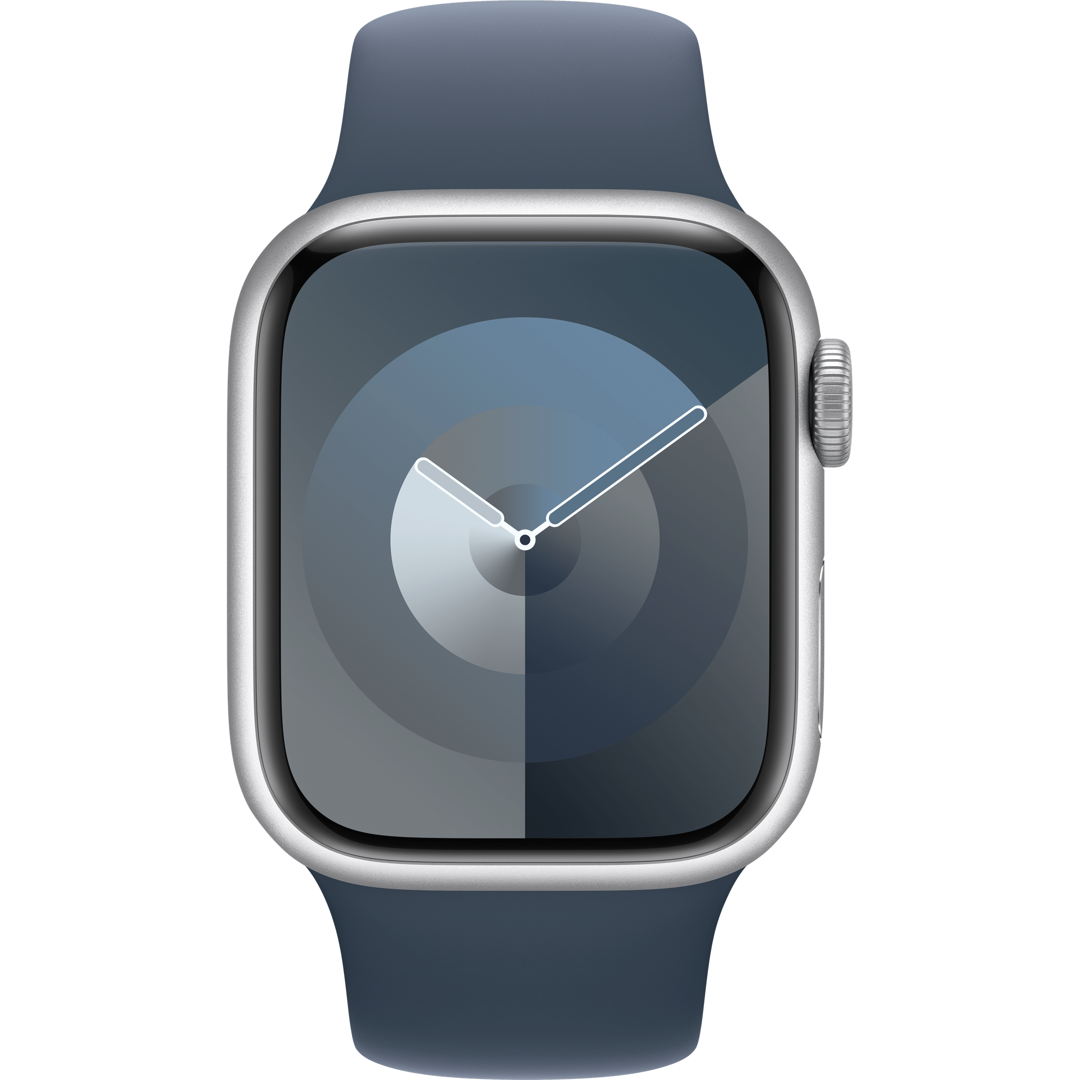 Apple Watch Series 9 GPS+Cell 41mm Silver Aluminum Case, Blue Sport Band, S/M