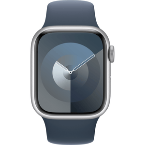 Apple Watch Series 9 GPS+Cell 41mm Silver Aluminum Case, Blue Sport Band, S/M