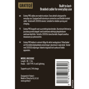 Grateq Pro USB-A to Lightning Cable 1.5m