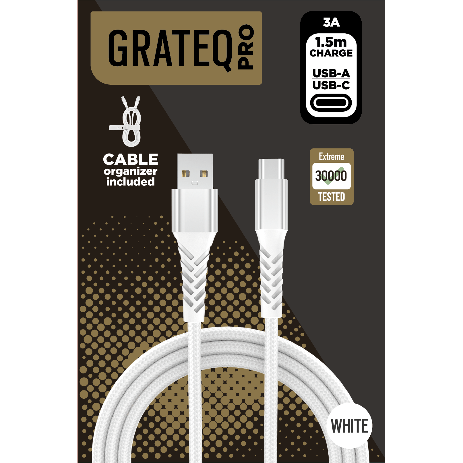 GRATEQ PRO USB-A - USB-C KAAPELI 1.5M 