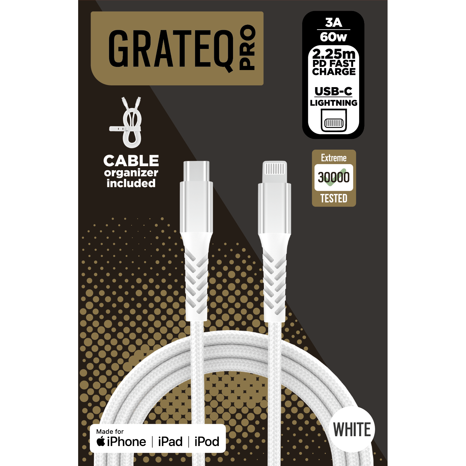 Grateq Pro USB-C - MFi Lightning Cable 2.25m