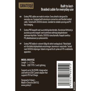 Grateq Pro USB-C - MFi Lightning Cable 2.25m
