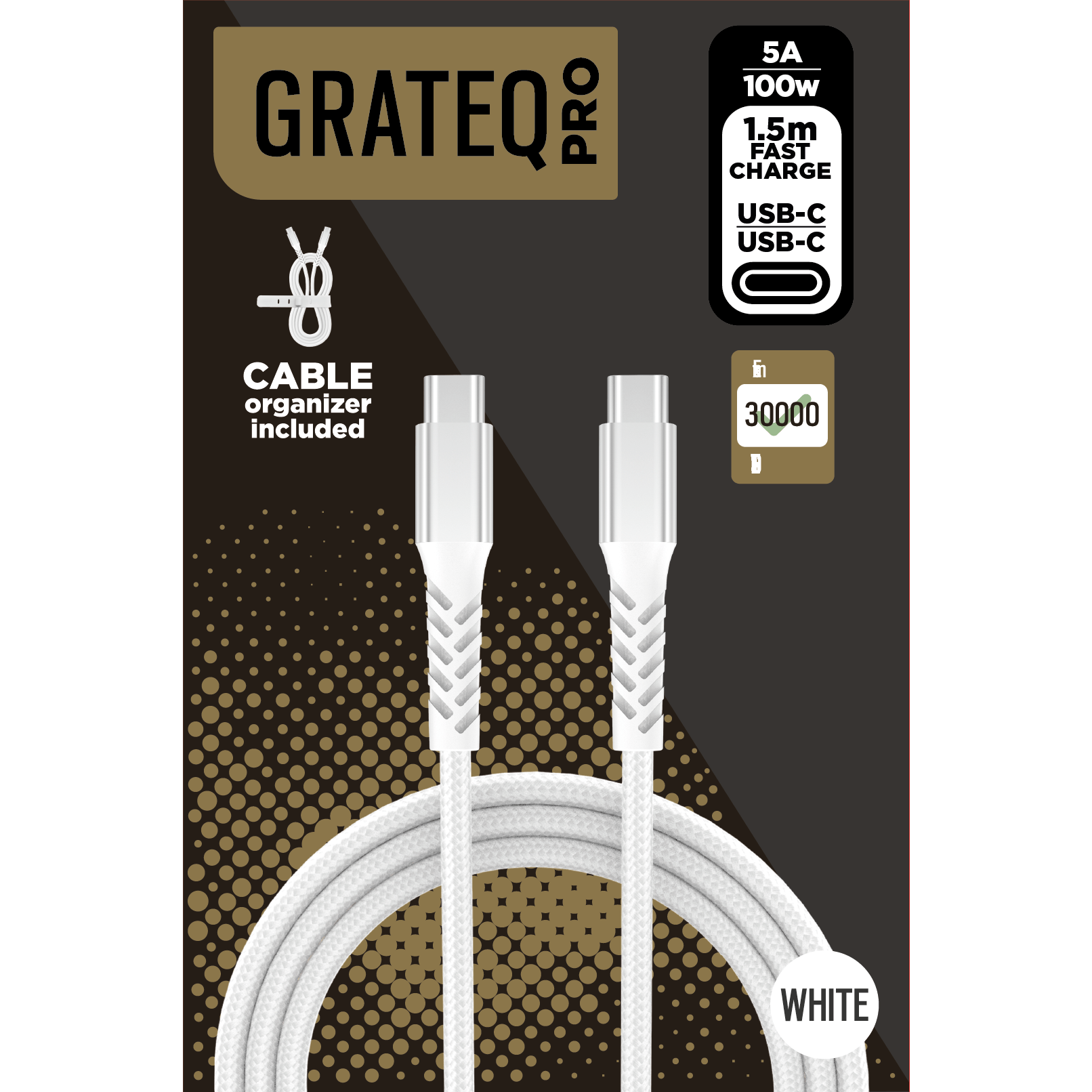 GRATEQ PRO USB-C - USB-C 100W KAAPELI 1.5M 