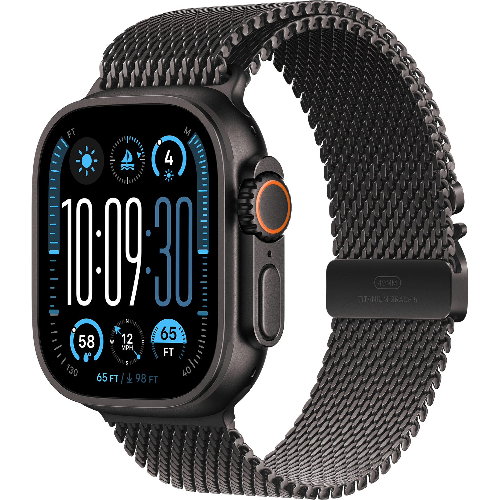 Apple Watch Ultra 2 49mm, Black Titanium, Black Milanese Loop, L-size