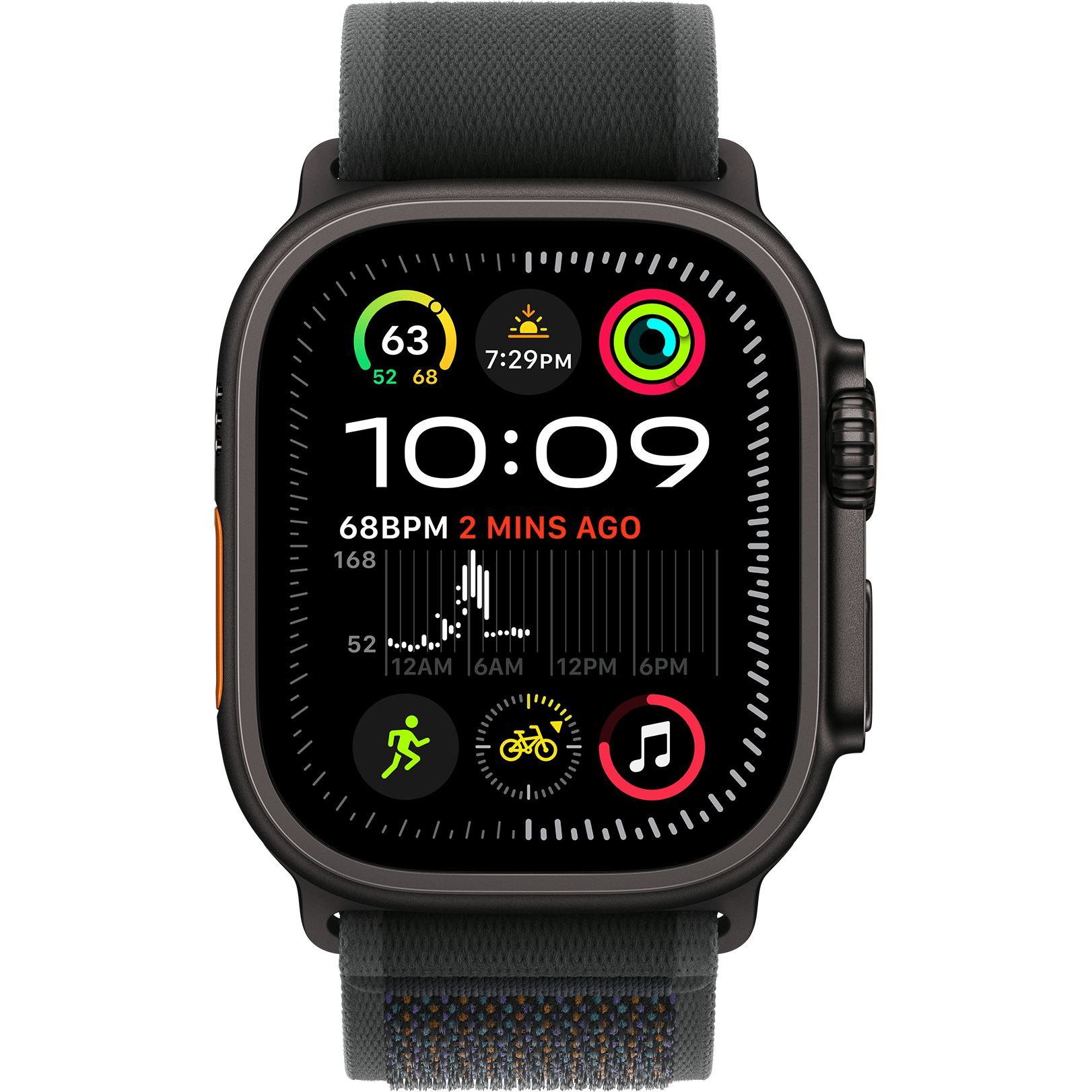 Apple Watch Ultra 2, 49mm Black Titanium with Black Trail Loop, M/L