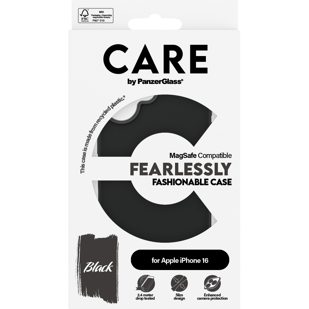 PANZER CARE CASE FASH BLACK W MAGSAFE IPHONE 16