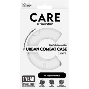 Care by PanzerGlass Urban Combat MagSafe -Case for iPhone 16, White Magnet