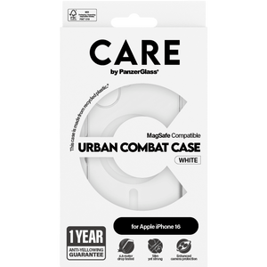 Care by PanzerGlass Urban Combat MagSafe -Case for iPhone 16, White Magnet