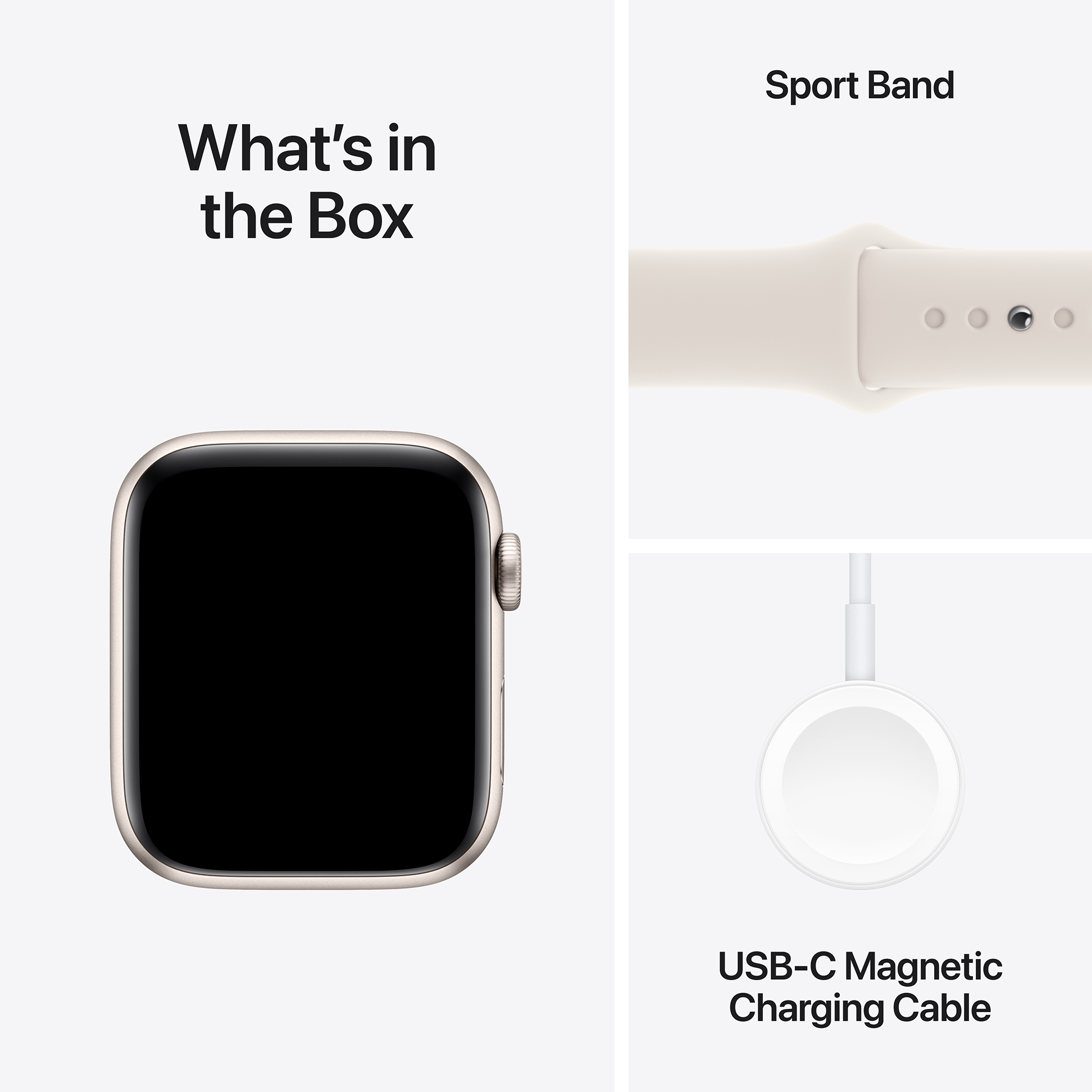 Apple Watch SE GPS 44mm with Aluminum Case and Sport Band, Starlight, M/L