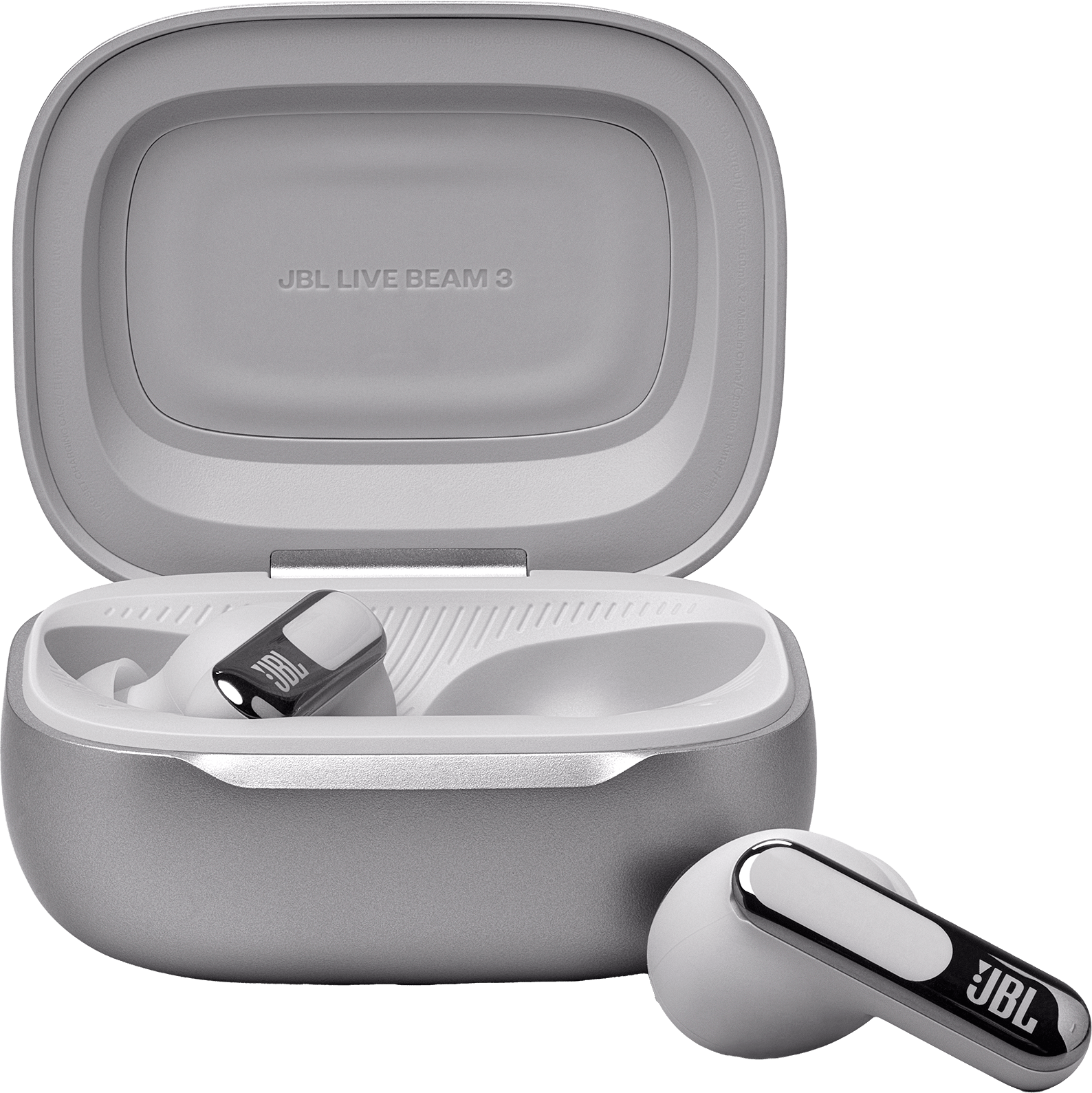 JBL Live Beam 3 Wireless Noise-Cancelling Earbuds, Silver