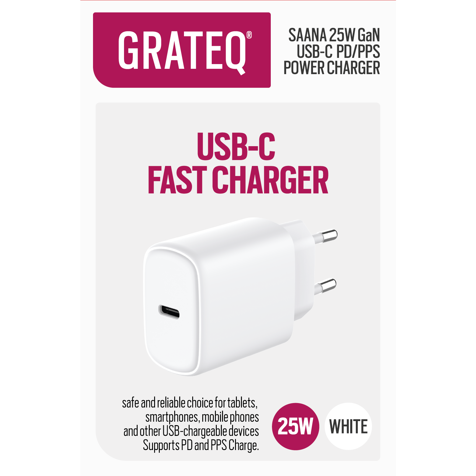 GRATEQ SAANA VERKKOVIRTALATURI GaNPD/PPS USB-C 25W