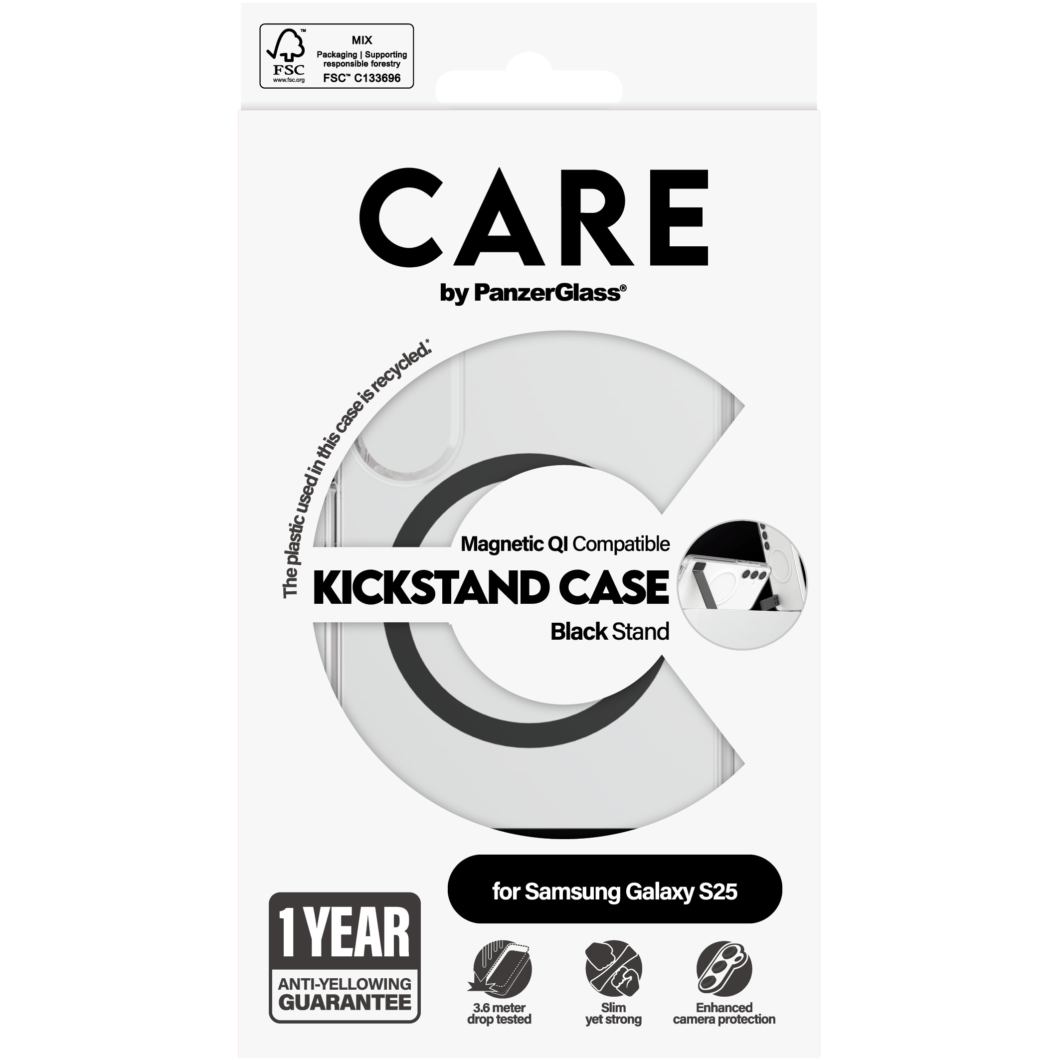 Care by PanzerGlass Kickstand Qi Case for Samsung Galaxy S25
