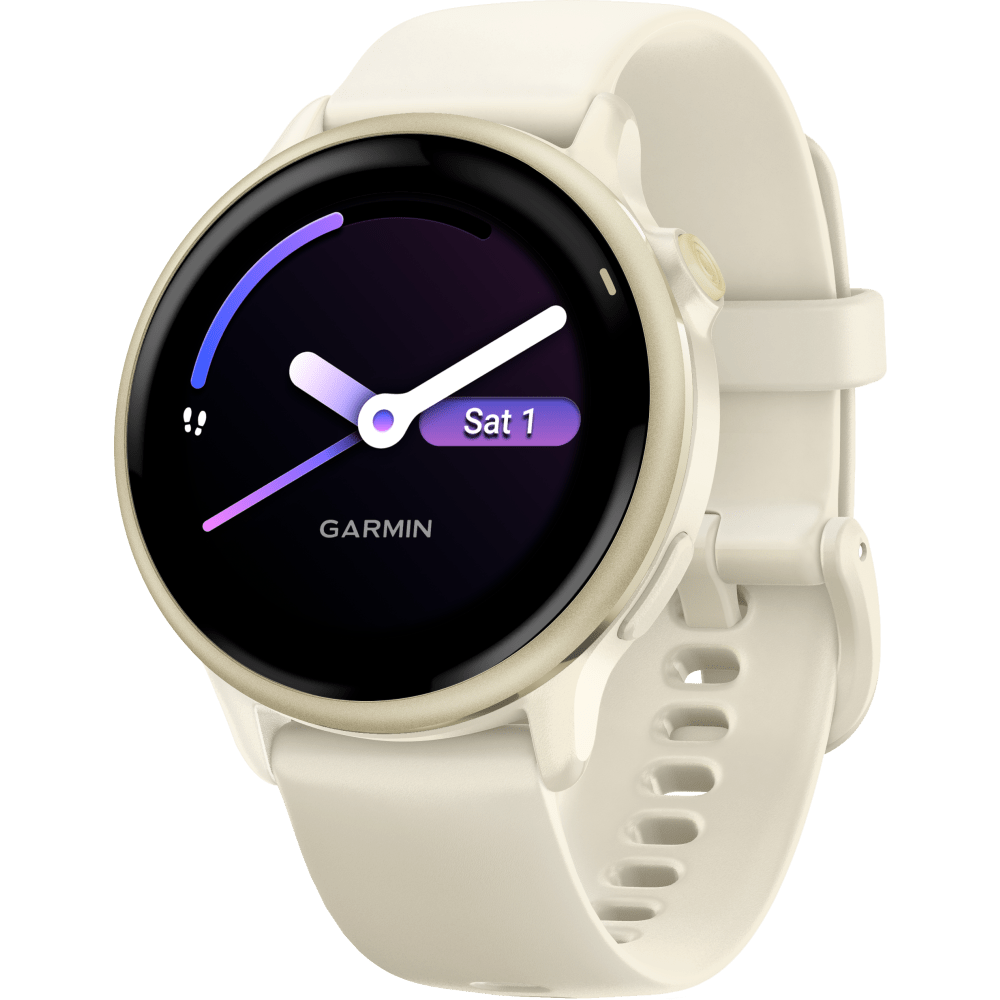 Garmin Vivoactive 6 GPS Smartwatch, Bone/Lunar Gold