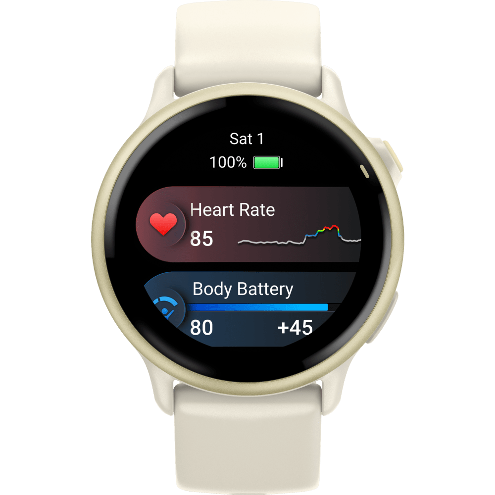 Garmin Vivoactive 6 GPS Smartwatch, Bone/Lunar Gold