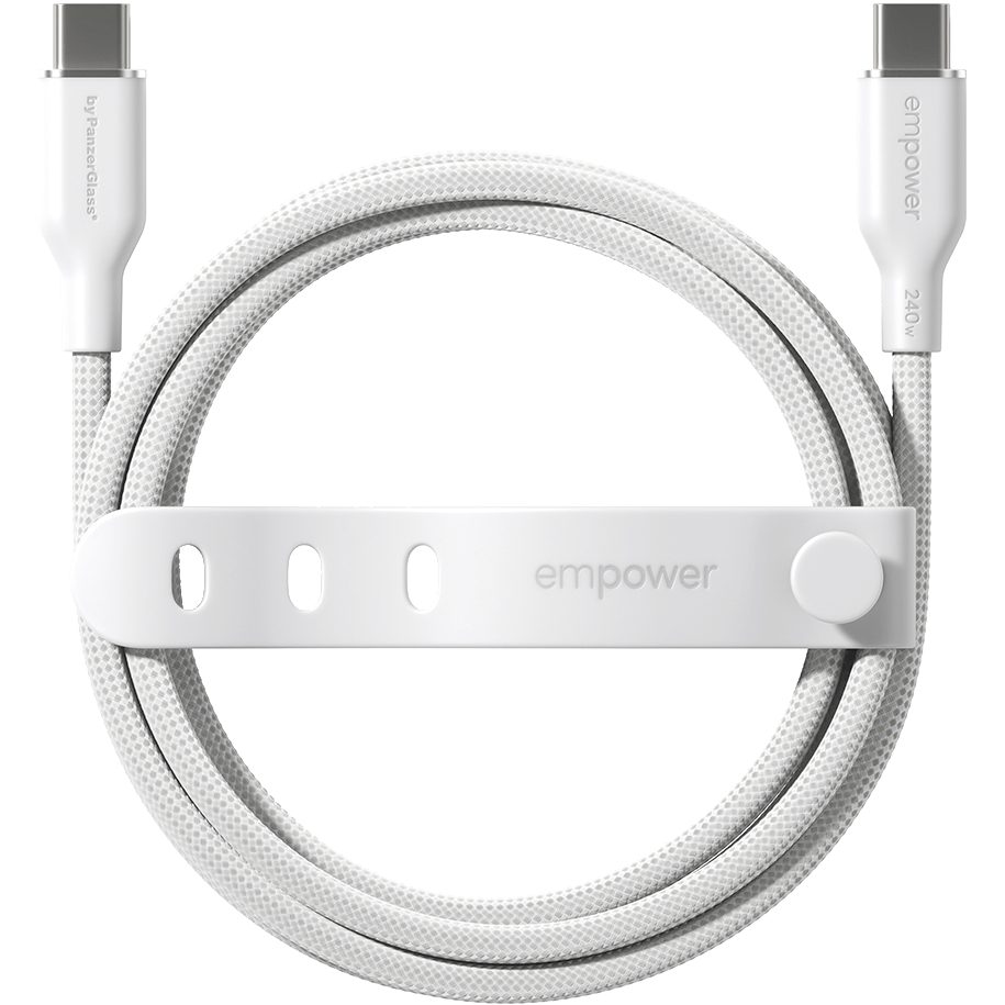 Empower by PanzerGlass Racing 240W USB-C to USB-C Cable USB 2.0, 2M, Silver White