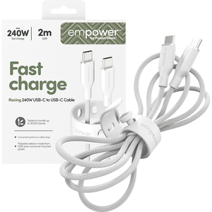 Empower by PanzerGlass Racing 240W USB-C to USB-C Cable USB 2.0, 2M, Silver White