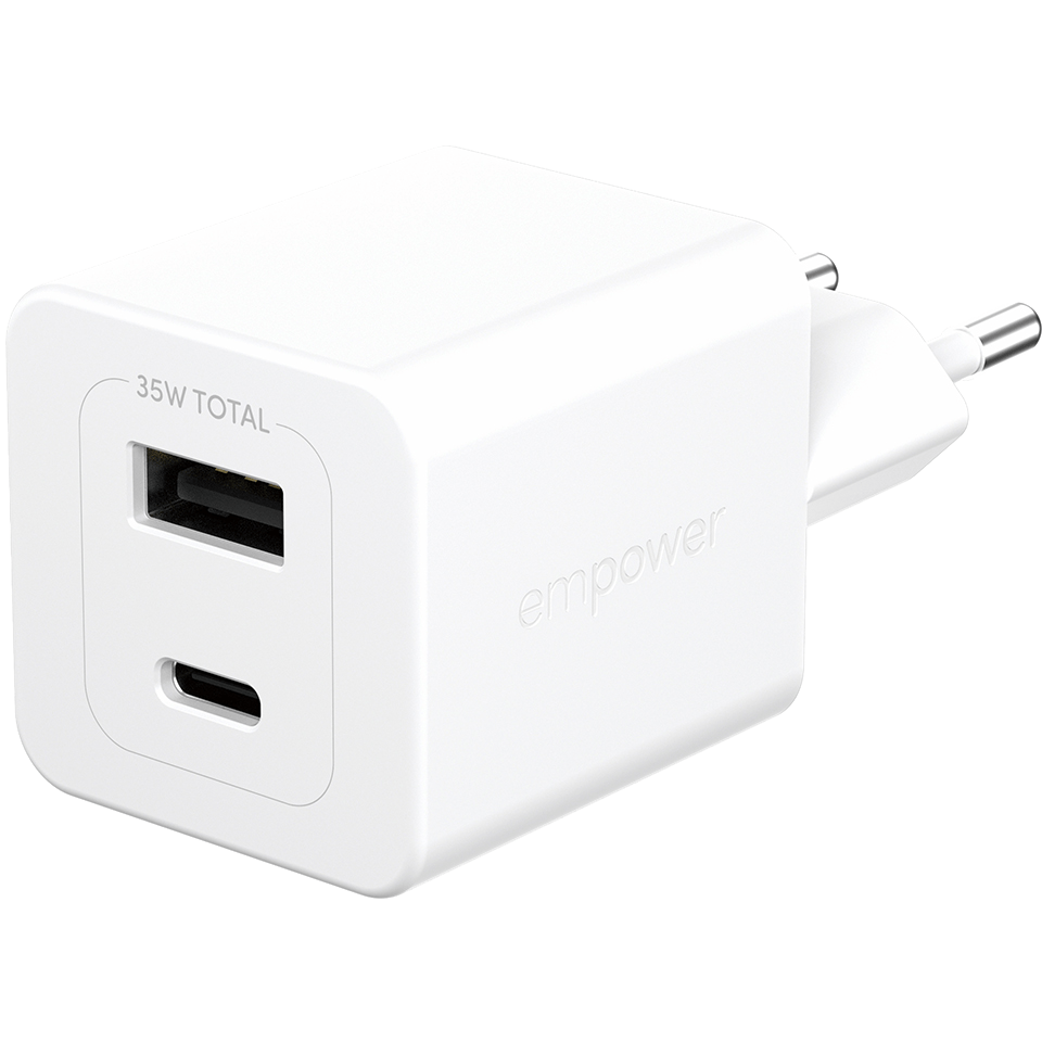 Empower Turbo 35W Charger USB-C + USB-A White