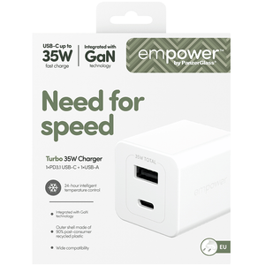 Empower Turbo 35W Charger USB-C + USB-A White