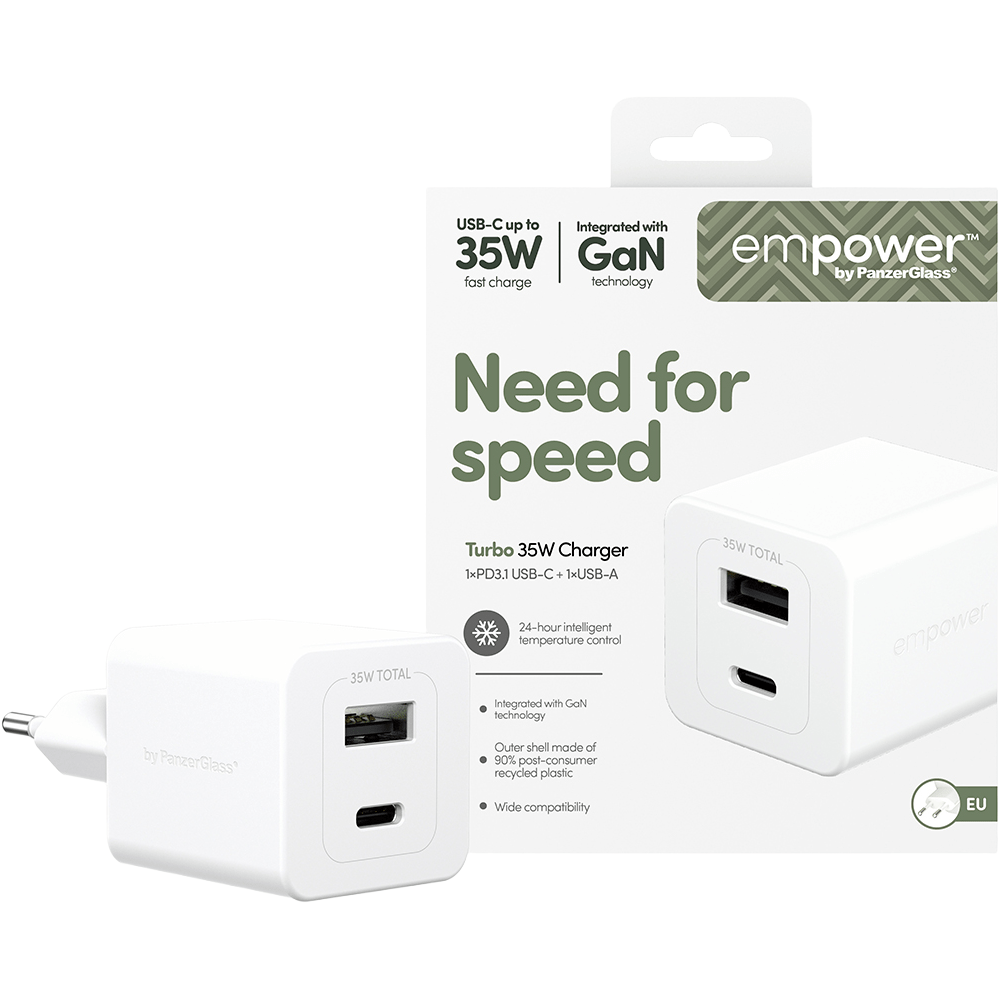 Empower Turbo 35W Charger USB-C + USB-A White