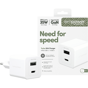 Empower Turbo 35W Charger USB-C + USB-A White