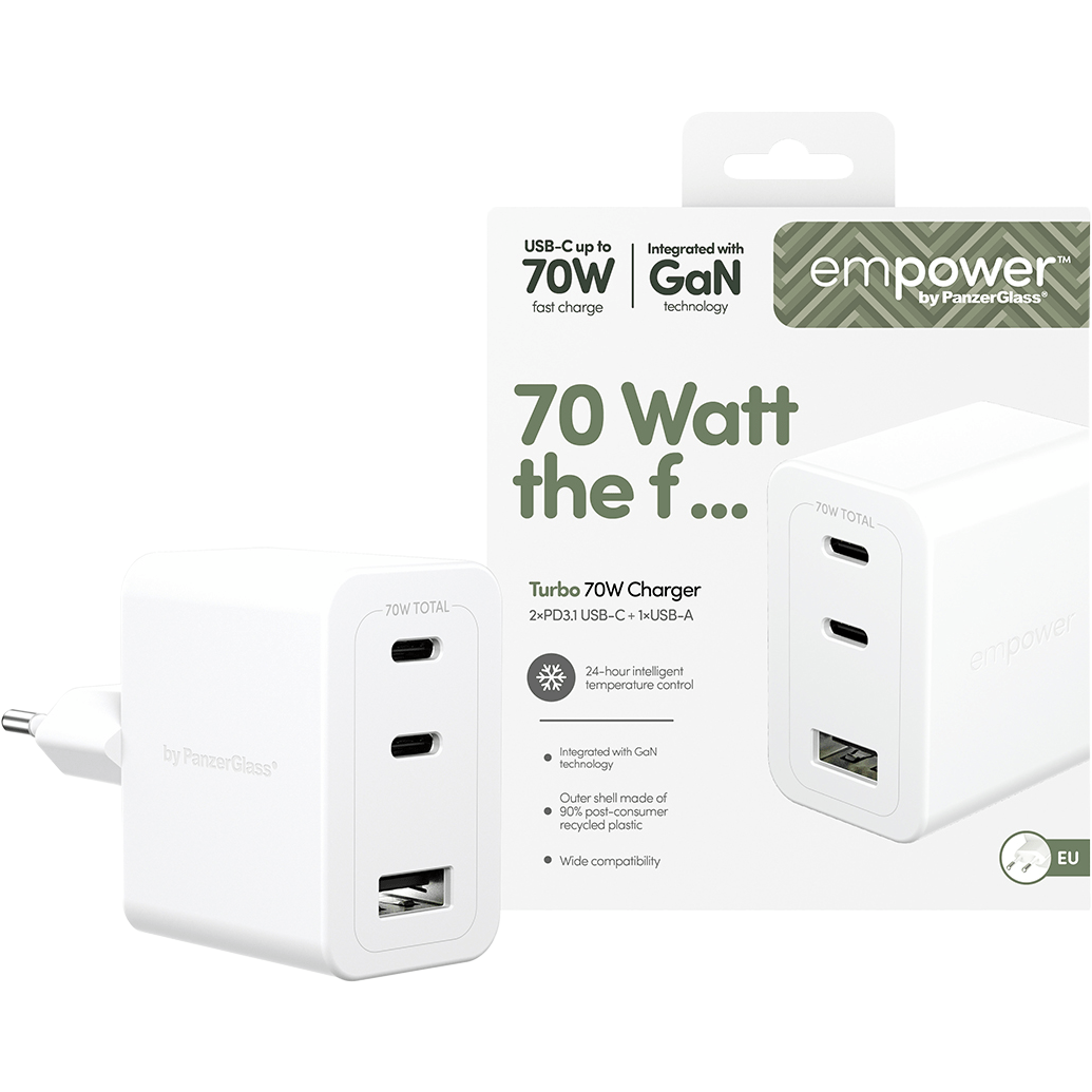Empower Turbo 70W Charger 2 x USB-C+USB-A White