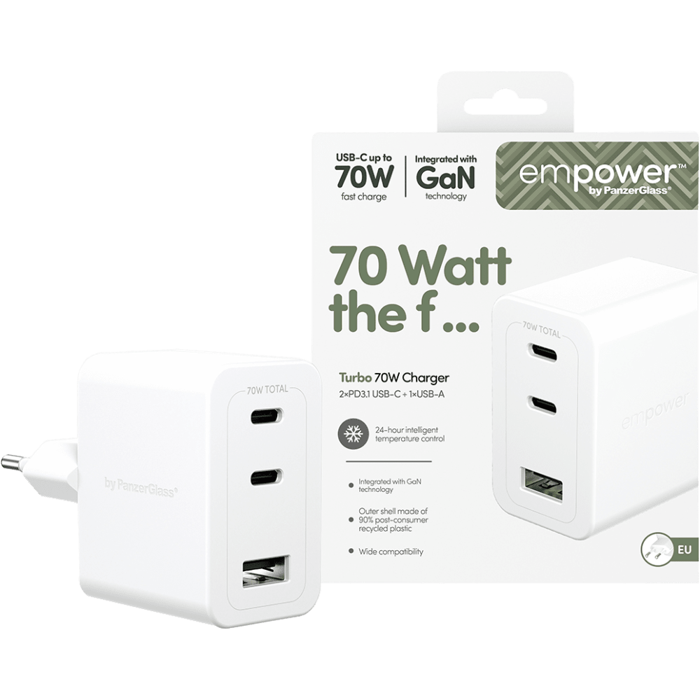Empower Turbo 70W Charger 2 x USB-C+USB-A White