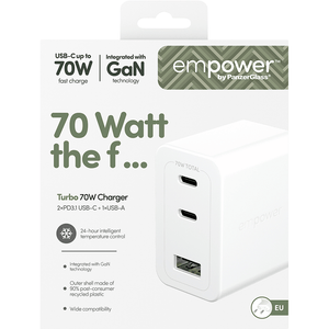 Empower Turbo 70W Charger 2 x USB-C+USB-A White