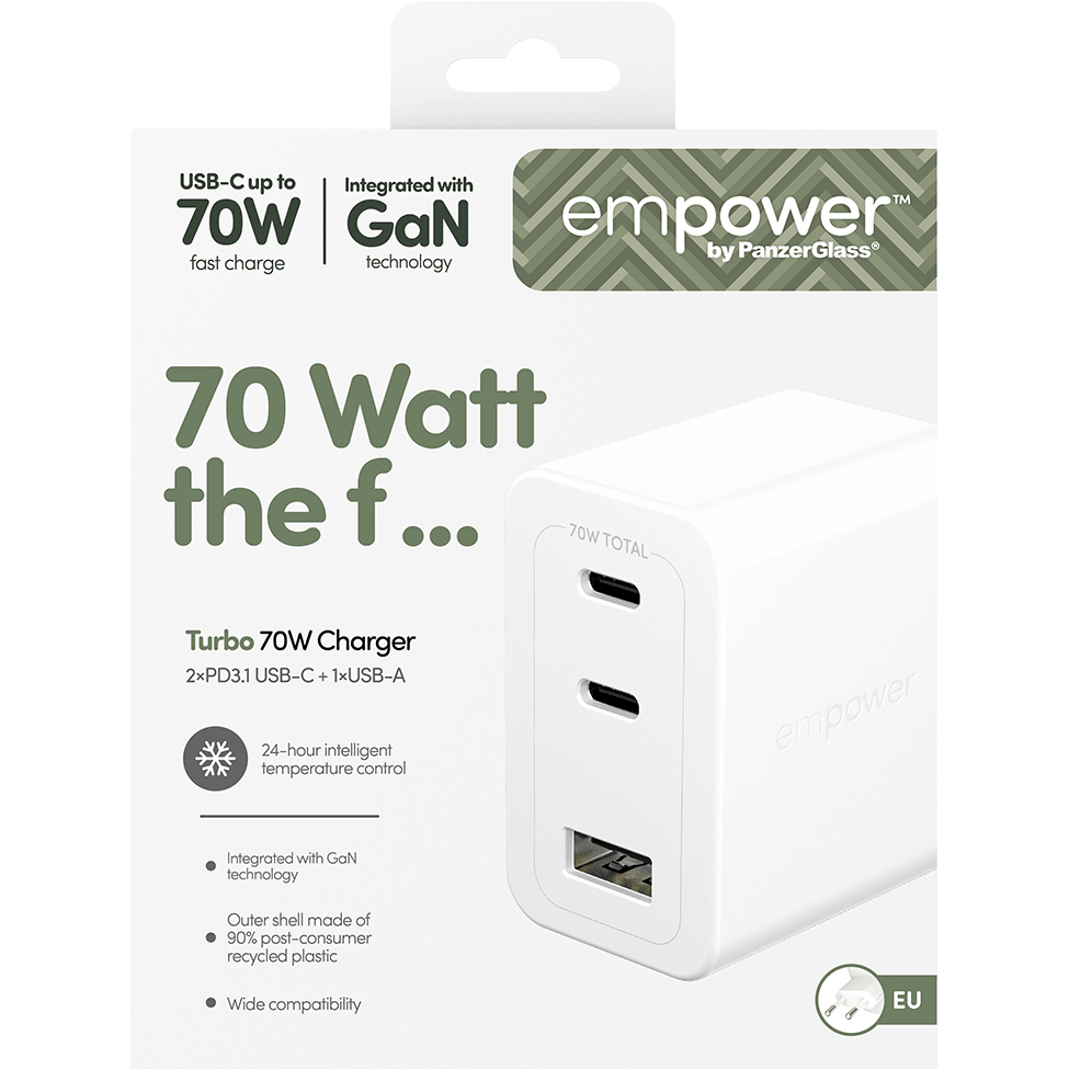 Empower Turbo 70W Charger 2 x USB-C+USB-A White