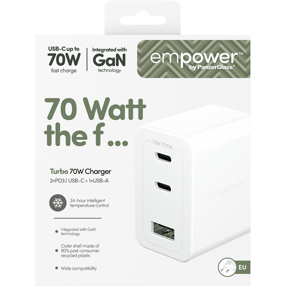 Empower Turbo 70W Charger 2 x USB-C+USB-A White