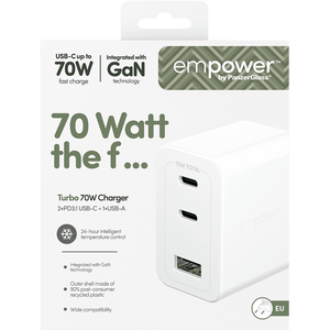 Empower Turbo 70W Charger 2 x USB-C+USB-A White