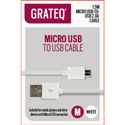 Grateq Micro-USB Cable 1.5m White